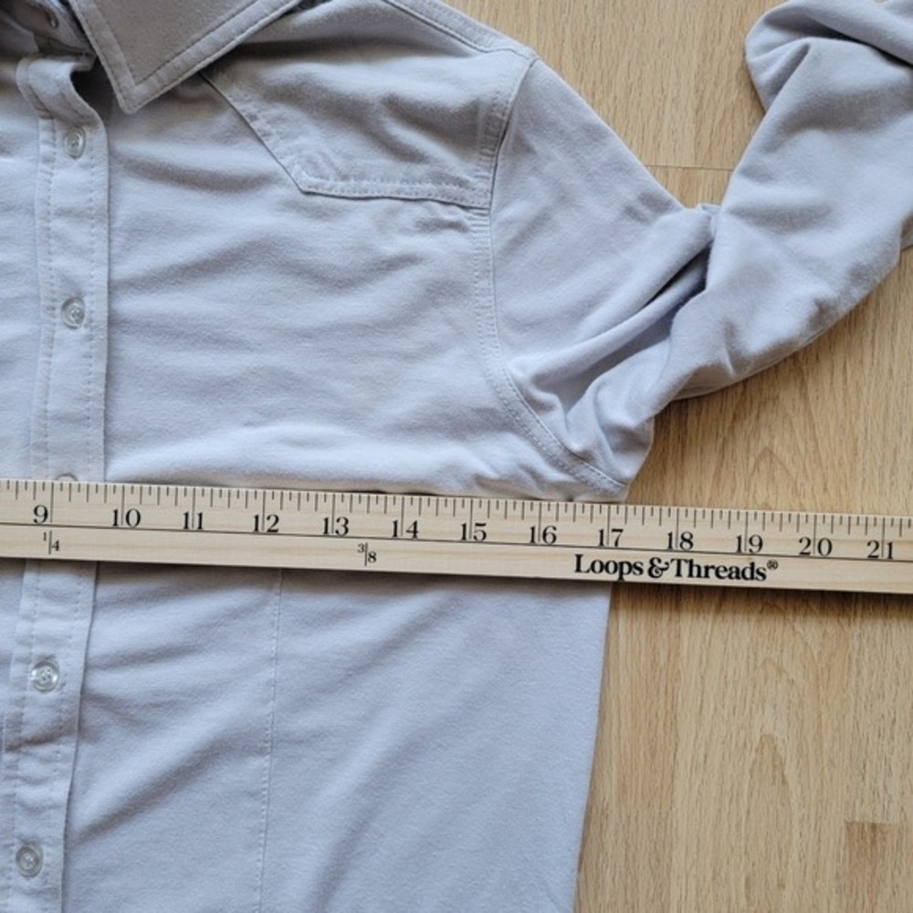Kerisma Luxe Womens Grey Jersey Bamboo Cotton Blend Western Button Down Shirt M - Picture 7 of 8